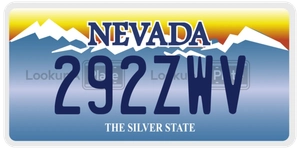 292ZWV license plate in Nevada