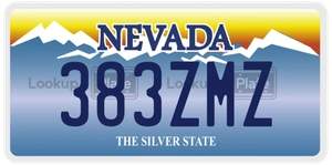 383ZMZ license plate in Nevada