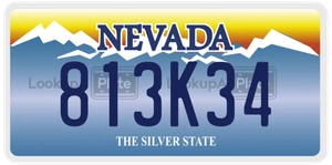 813K34 license plate in Nevada