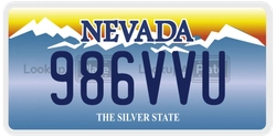 986VVU  license plate in NV