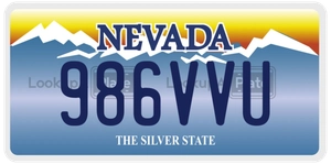986VVU license plate in Nevada