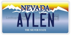 AYLEN license plate in Nevada