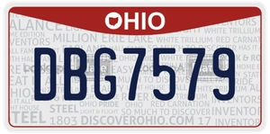 DBG7579 license plate in Ohio