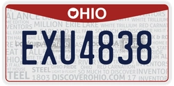 EXU4838  license plate in OH