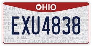 EXU4838 license plate in Ohio