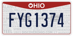 FYG1374 license plate in Ohio