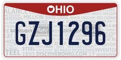 GZJ1296  license plate in OH