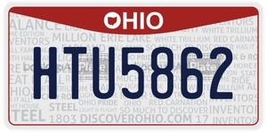 HTU5862 license plate in Ohio