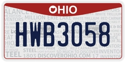 HWB3058  license plate in OH
