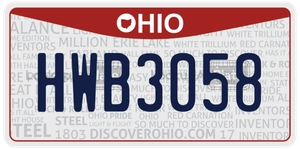 HWB3058 license plate in Ohio