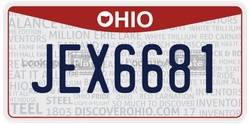 JEX6681  license plate in OH
