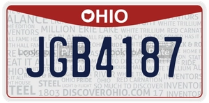 JGB4187 license plate in Ohio