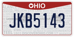 JKB5143 license plate in Ohio