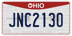 JNC2130  license plate in OH