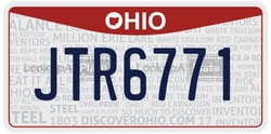 JTR6771  license plate in OH
