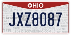JXZ8087  license plate in OH
