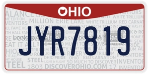 JYR7819 license plate in Ohio