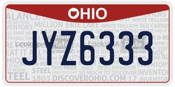 JYZ6333  license plate in OH