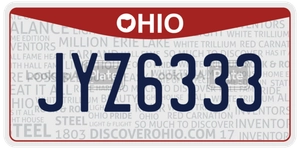 JYZ6333 license plate in Ohio
