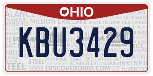 KBU3429 license plate in Ohio