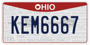 KEM6667 license plate in Ohio