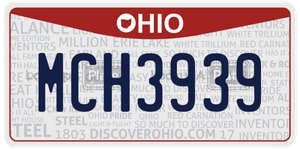 MCH3939 license plate in Ohio