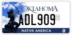 ADL909  license plate in OK