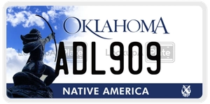 ADL909 license plate in Oklahoma