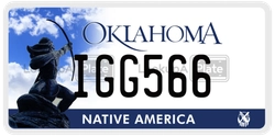 IGG566  license plate in OK