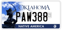 PAW388  license plate in OK