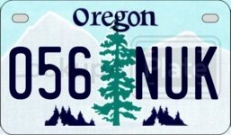 056NUK license plate in Oregon