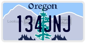 134JNJ license plate in Oregon