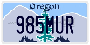 985MUR license plate in Oregon