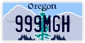 999MGH license plate in Oregon