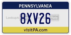 8XV26  license plate in PA