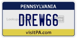 DREW66  license plate in PA