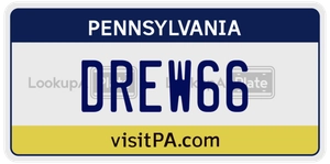 DREW66 license plate in Pennsylvania