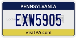 EXW5905  license plate in PA