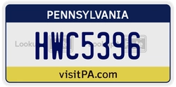 HWC5396  license plate in PA