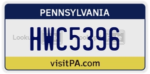 HWC5396 license plate in Pennsylvania