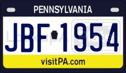 JBF1954 license plate in Pennsylvania