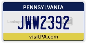 JWW2392 license plate in Pennsylvania