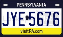 JYE5676 license plate in Pennsylvania