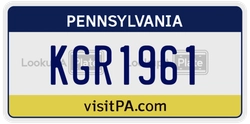 KGR1961  license plate in PA