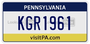 KGR1961 license plate in Pennsylvania