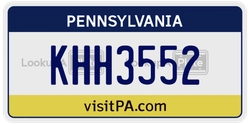 KHH3552  license plate in PA