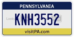 KNH3552  license plate in PA