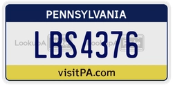 LBS4376  license plate in PA