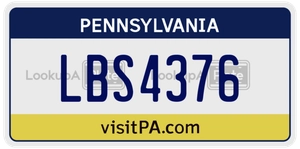 LBS4376 license plate in Pennsylvania