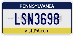 LSN3698  license plate in PA